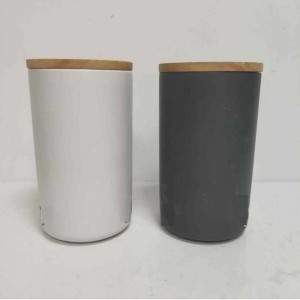 Engros høj runde med træ låg keramisk stentøj opbevaring canister krukke