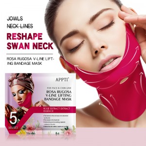 Appti rose rugosa v-line løftende bandage maske ansigt slankende strop skønhed dobbelt hage reducere hydrogel ansigtsmaske for at løfte hagen og stramme huden