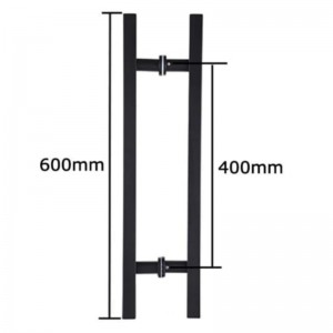 SS-031 Sort høj kvalitet rustfrit stål glasdør Push træk håndtag H Form dobbelt side, 24 tommer firkantet skydedør håndtag