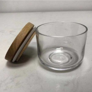 Clear Glass Food Storage Canister Jar Indsamling med lufttæt træ låg