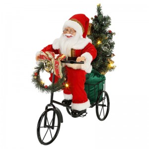 45cm santa claus siddende på trehjulet belysning jul dekoration figurine samling stof ferie festival brugerdefineret vare