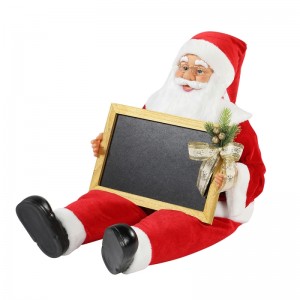 60/80cm jul siddende santa claus med blackboad ferie musikalsk ornament dekoration figurin samling traditionelle xmas