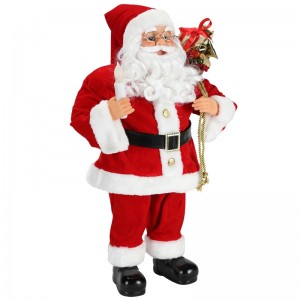62cm jul stående santa claus med stearinlys ornament dekoration figurine samling stof ferie festival xmas plys