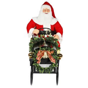 150cm Sitting Sleigh Santa Claus Med Lighting Ornament Christmas Decoration Traditionel Holiday Figur Collection