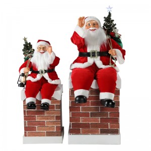 60/100cm Christmas Chimney Animated Santa Claus With Lighting Musical Ornament Dekoration Figur Collection Holiday K/D
