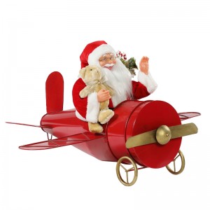 80cm julemusik animeret santa claus siddende rød plan dekoration figur classic ferie ornament gaver samling