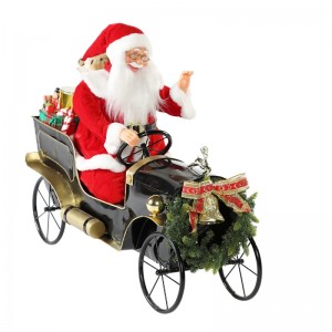 80cm animeret jul bil santa claus med belysning musikalske ornament dekoration ferie figur collection traditionelle xmas