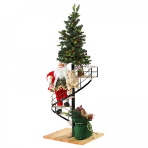 60cm juletrappe santa claus med belysning musikalske ornament dekoration festival ferie figurin samling traditionelle