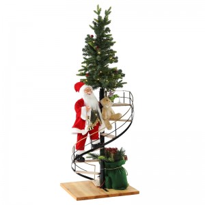 60cm juletrappe santa claus med belysning musikalske ornament dekoration festival ferie figurin samling traditionelle