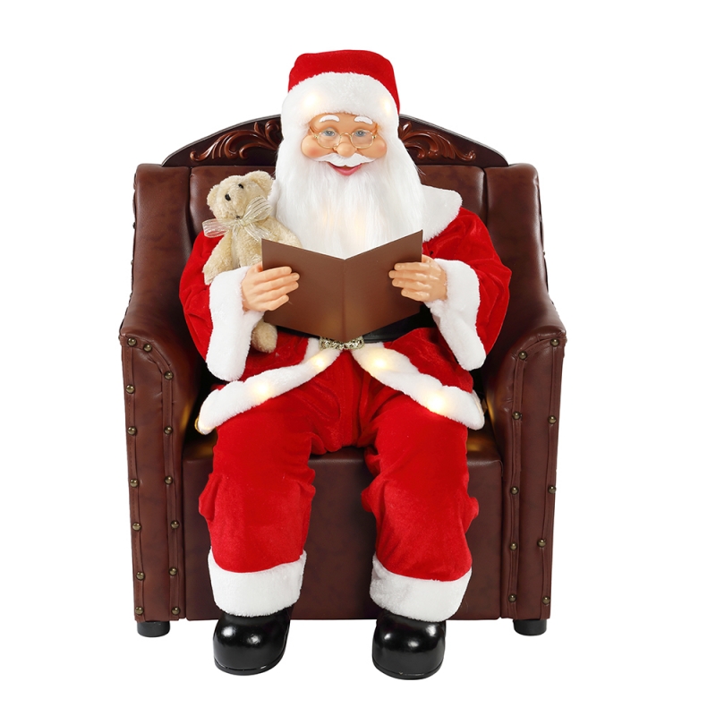 80cm sofa santa claus med belysning musikalske ornament jul dekoration ferie figurine samling traditionelle xmas