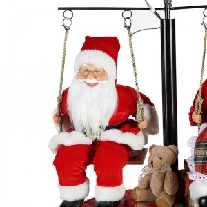 120cm jul Drej træet santa claus med musikalsk ornament dekoration festival ferie figurin samling traditionelle