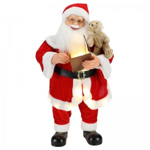 80cm animerede juleskrifter santa claus med belysning musikalske ornament dekoration traditionelle ferie figur samling