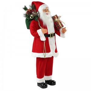 30 ~ 110cm julestående santa claus med gavepose ornament dekoration traditionelle figurin samling xmas serie