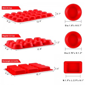 Runde rektangulære silikone muffin pan forme, bagning forsyninger