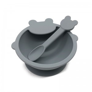 Fødevarekvalitet silikone baby skåle med sugning, fodring sæt til baby