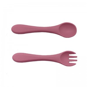 Silikone ske og gaffel til bady fodring, første fase baby spidser skeer