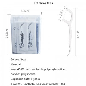 50 Picks Private Label Høj kvalitet Dental Floss Box Oral Hygiejne Individuelt indpakket Pakket tandstikker Portable Dental Floss