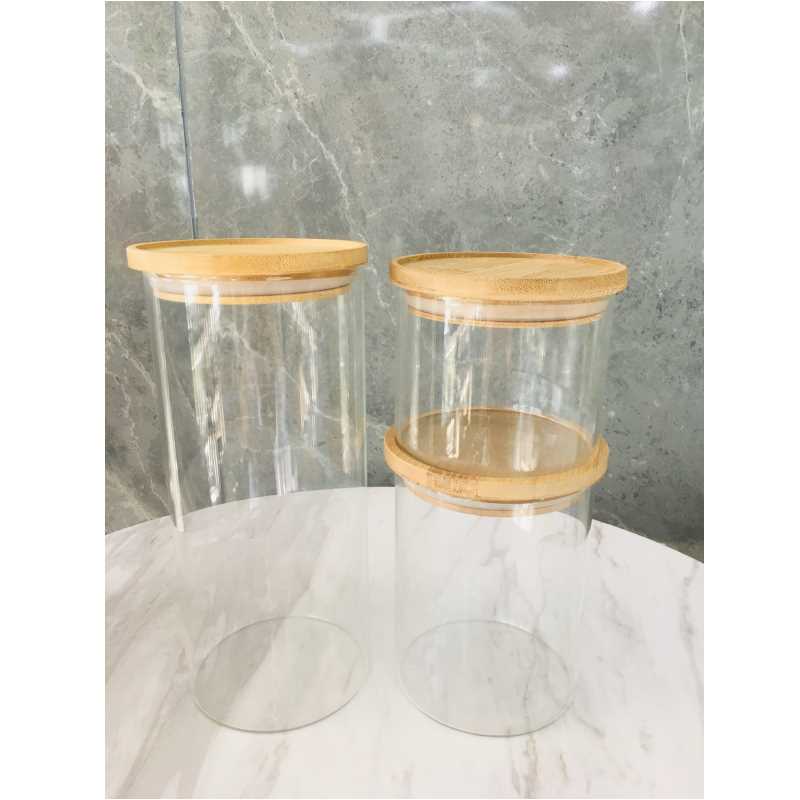 Bedste kvalitet Clear Glass Køkken Opbevaring Canister Jar Set