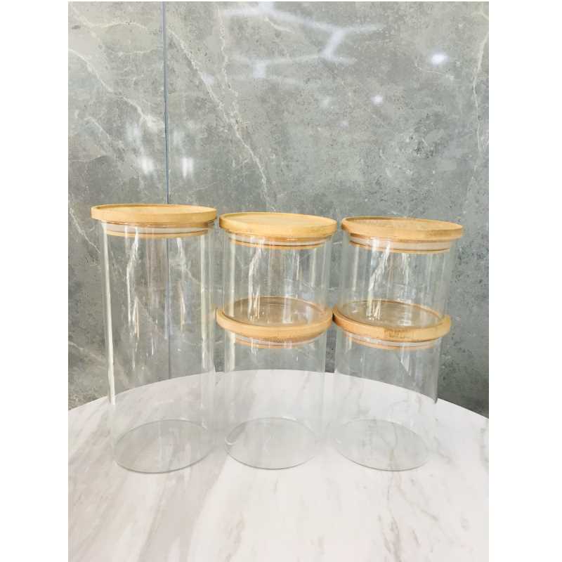 Bedste kvalitet Clear Glass Køkken Opbevaring Canister Jar Set