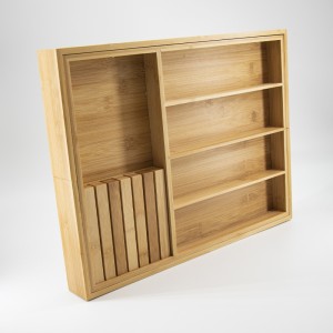 Naturlig bambus udvidelig bestik kniv skuffe opbevaring sæt