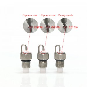 Ruby rammer forstøvningsdysen