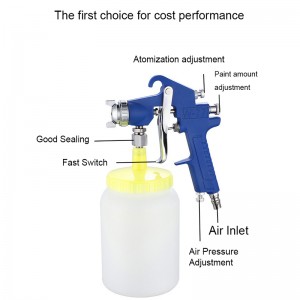 W-71 Air Spray Gun 1.0/1.3/1.5/1.8mm dyse OEM Factory Plastic Metal Høj effektivitet Atherizing Pneumatic Paint Tools til bil og møbler