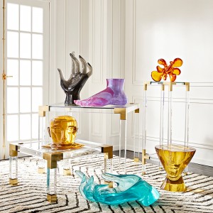 Luksus Side Bordbørste Messing Console Table Nordic Contemporary Corner Sofabord