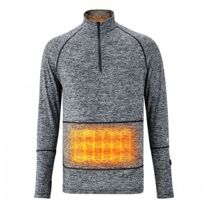 Letvægt opvarmet under tøj, grå opvarmet undertøj med batteristrøm