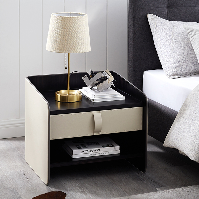 Italiensk moderne design luksus storenatbord læder sengebord soveværelse møbler