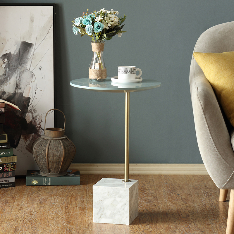 nordisk runde lille sofabord moderne MDF marmor side bord til stue
