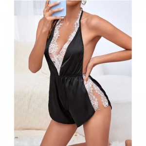 Kvinders Sexet Lingeri Sheer See-through Mesh Sexy Lace Pajamas Nightdress Ensartet Temptation Nightgown