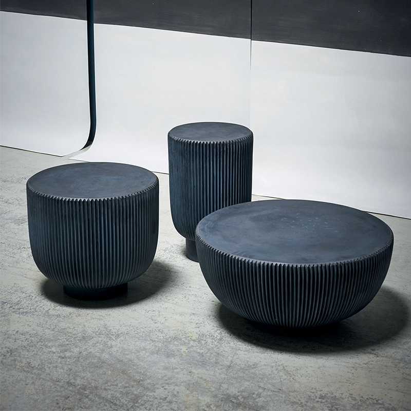 industrielle udendørs glasfiber skål form ende bord center runde moderne sofabord sæt stole møbler