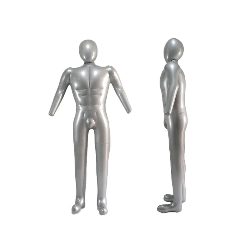Oppustelig PVC mandlige mannequin model, fuld størrelse med hoved og arme, plast fuld krop mannequin