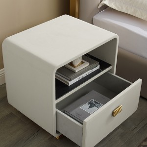 Fransknatbord Hotel Night Stand Luxury Modern Style Bedside Table Leather