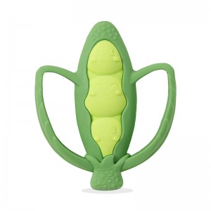 Blød ært pod form silikone sensorisk baby tænder legetøj