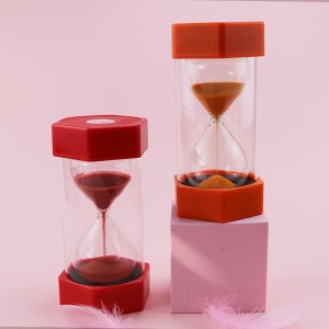 Farverig plastik hexagonal cover stil 30/20 minutter timeglas sandglass sand ur timer varm