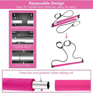 Pilates Bar Set, bærbar yogaøvelse Pilate Stick med modstandsbåndfodsløjfe, fitnessudstyr