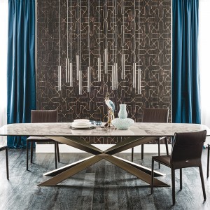 Italiensk design metalben lange moderne rektangulære sintrede sten spisebord 10 sæder