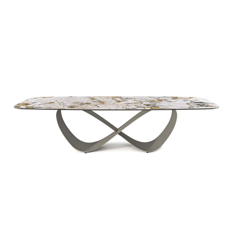 Italiensk high end tilpasset rustfrit stål moderne lang luksus rektangulær sort sintret sten spisebord 12 sæder