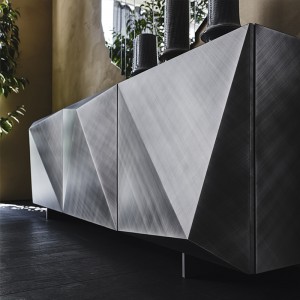 Italiensk moderne guld metal højglans skænk luksusbuffet kabinet til spisestue