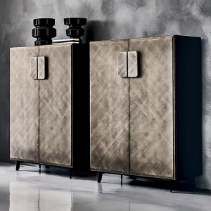 Italiensk moderne luksus retro guld metal opbevaring rustfrit stål skab skænkbuffet