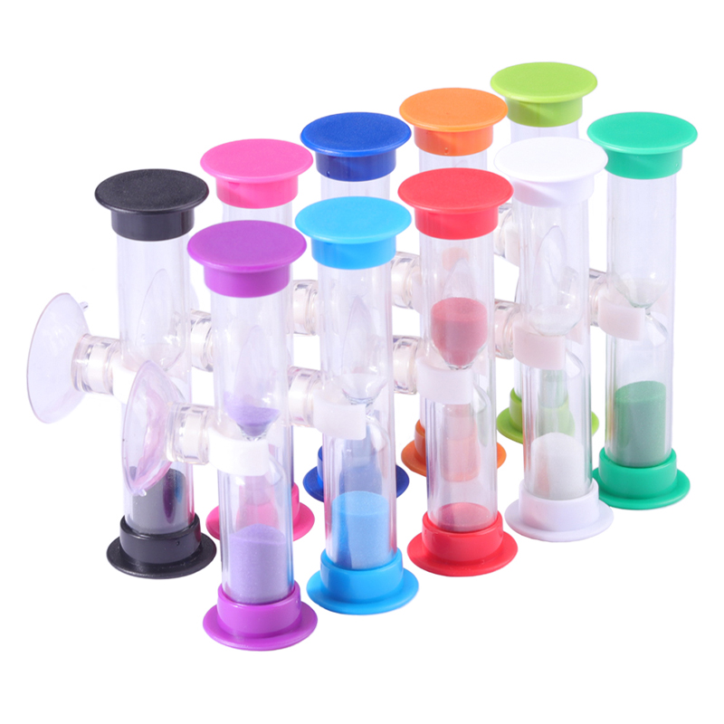 Fabriks varmt salg Farverig mini 135min plastik sandtimer sugning cup timeglas