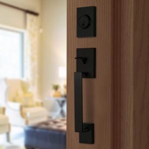 8003 Black Heavy Duty hoveddørindgangshåndtering med enkelt deadbolt, indgangslåssæt