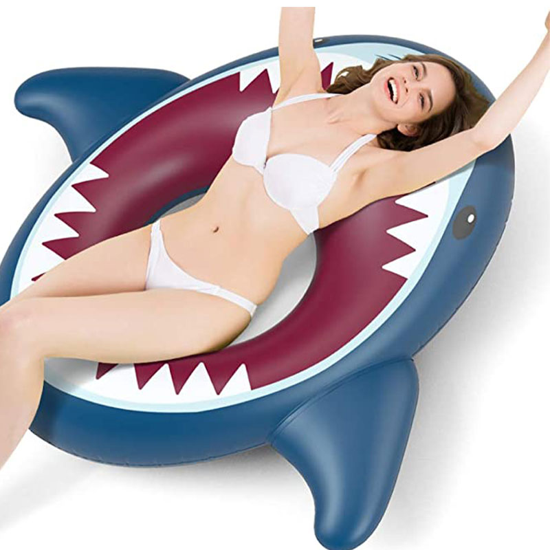 Oppustelig haj pool float haj svømmende ring gummibåde ride på pool fest flåde lounge legetøj til børn voksne voksne
