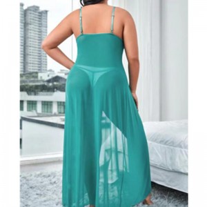 Flyaway Mesh Robe Sexet Nightwear Long Gown Nightkown Woman Night Dress