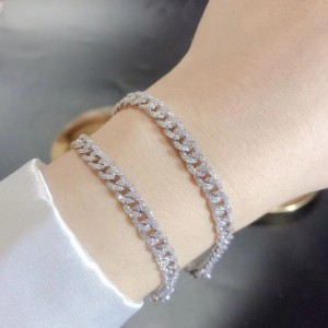 Tuochen smykker 18k/14k/10k guld cubansk armbånd med diamant/moissanit sten til mand
