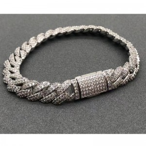 Tuochen smykker sterling sølv 925 med moissanit stenarmbånd til mand