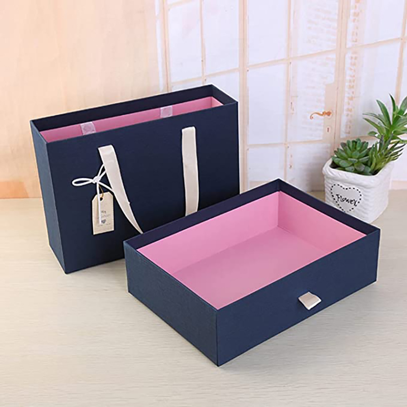 Parentco Gift Box-nuværende kasse med låg glide ud- elegant lille gaveæske-genanvendelig gaveæske til gaver, bryllup, jubilæum, baby shower, chokolade&mere- let åben&tæt- mørkeblå