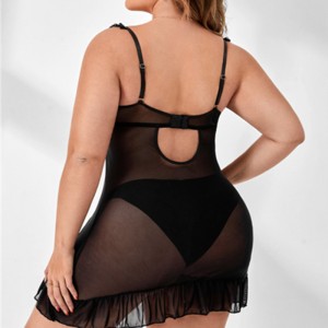 Kontrast Sequine Sexy Nightwear Bright Suspender Nederdel med flouned dikkedarer