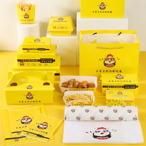 Brugerdefineret mad Kraft Paper Lunch Box Fried Chicken Burger Packag Box French Fries Box Pizza Octopus Balls Packaging Box